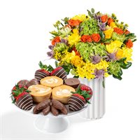 Treats  Pumpkin Cheesecake Platter with Bouquet Gift Set
